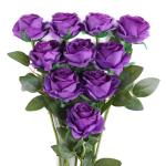 10 stuks zijden kunstrozen bloemen bruidsboeket bloemen (paars)