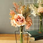 , planten, zijden bloemstukken, bruiloftsboeketten, decoraties, kunststof bloementafeldecoratie voor thuis, keuken, tuin, feestdecoratie (champagne roze roos)