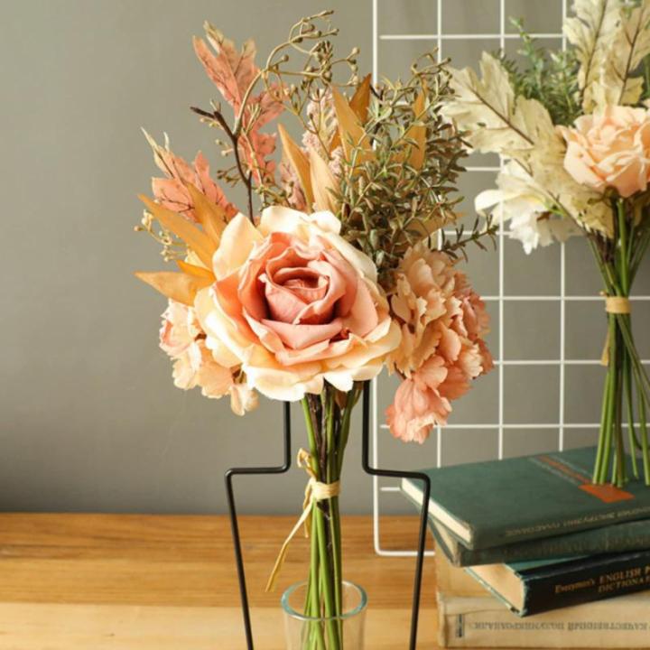 , planten, zijden bloemstukken, bruiloftsboeketten, decoraties, kunststof bloementafeldecoratie voor thuis, keuken, tuin, feestdecoratie (champagne roze roos)