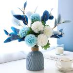 Simulierte Blumen for Wohnzimmerdekorationen, Blumendekorationen for Esstische Und Geschäfte, Blumendekorationen for Zuhause, Mit Vasen-Set(Blu)