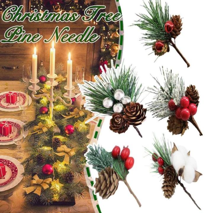 Künstliche Tannenzapfen für Weihnachten, Tannenzapfen, immergrüne Weihnachtsdekoration, Weihnachtsblumen-Picker für Hochzeit, Party, DIY, Weihnachtsbaum-Dekoration (Form D)