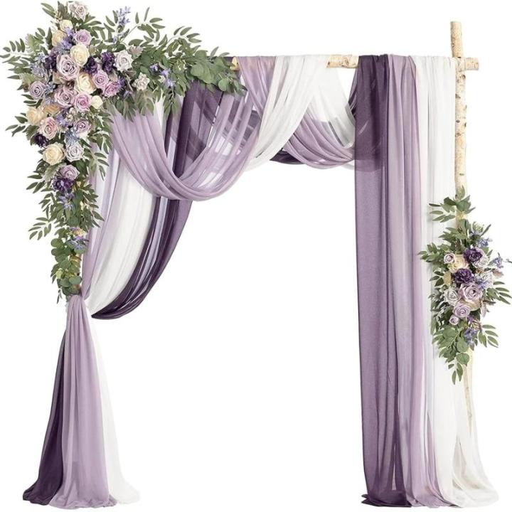 Künstliche Hochzeitsbogenblumen (5er-Pack) mit 2 Blumengirlanden und 3 durchscheinenden Gaze-Drapierstoffen für Hochzeitsfeier, Kaminsims, Tischläufer, Heimdekoration, 4