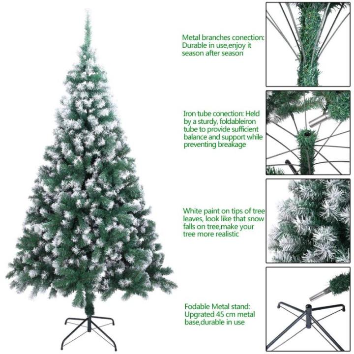 2,13 m Langer, mit weißem Schnee bestäubter Weihnachtsbaum, künstlicher Weihnachtsbaum mit 870 Zweigen und Schneespitze und faltbarem Metallständer, weißer künstlicher Weihna