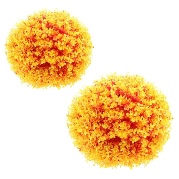 4 Stück Eukalyptus-grasball Künstlicher Eukalyptusbaum Runde Künstliche Pflanzenkugeln Kunstpflanze Buchsbaum Formschnitt Kugeln Topiary-Kugeln Faux-laubkugeln Plastik Orange