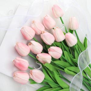12 stuks latex kunstmatige tulpen - nep tulpen faux roze tulpen echte touch bloem voor thuiskantoor bruiloft decoratie (roze)