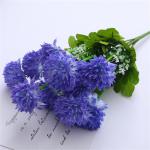 Kunstblumen Künstliche Pompon-Chrysantheme Unechte Blumen Innen Lila Seidenblumen Dekoration für Draußen Garten Outdoor Balkon