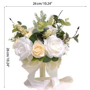 Künstlicher roter Rosen-Blumenstrauß mit Spitzenband, Blätter, Simulationsstrauß für Valentinstag, Hochzeit, Braut, Requisiten, Geschenk