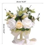 Künstlicher roter Rosen-Blumenstrauß mit Spitzenband, Blätter, Simulationsstrauß für Valentinstag, Hochzeit, Braut, Requisiten, Geschenk