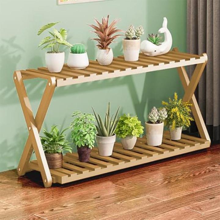 Blumenständer Mit 2 Ebenen, Blumentopfständer, Pflanzenleiter Für Draußen, Mehrstufiger Pflanzenständer Für Zuhause, Terrasse, Rasen, Garten, Balkon (B,47x25x50cm)