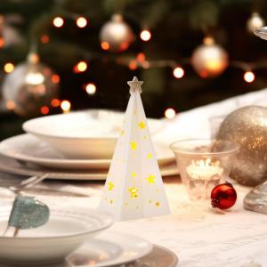Weihnachtsbeleuchtung Weihnachtsbaum mit LED Licht, Weihnachtsdeko Innen Beleuchtete Keramik Weihnachtsbaum mit Stern Weihnachten Tischdekoration für Weihnachten Deko (A)
