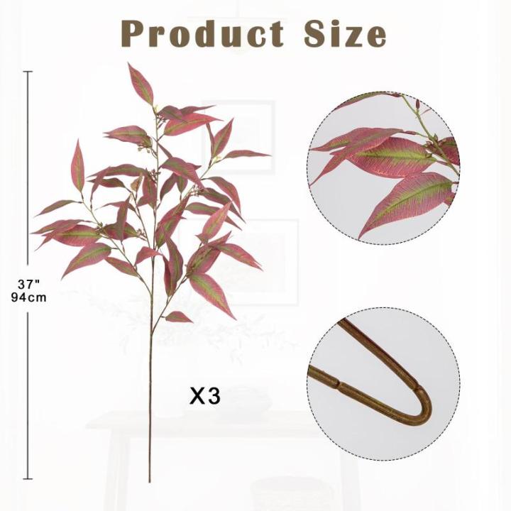3er-Set Künstliche Eukalyptus Dekozweige Herbst, Künstliche Zweige Herbstlaub Thanksgiving Heimdekoration Indoor Outdoor Dekoration für Hausgarten Hochzeit Kamin Party, Erntedan