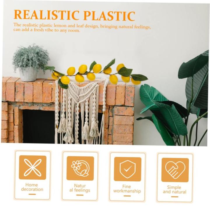 4 Stück Simulation Zitronenrattan Girlandenschmuck Sommerkranz vor der Haustür kunstplflanze Artificial Plant Eukalyptusgirlande Dekor willkommene Türgirlande Sommergirlande Yel
