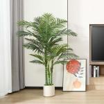 Kunstpalm, 150 cm, grote areca palm in witte pot, , kunstpalm voor huis, woonkamer, slaapkamer, kantoor, balkon, tuindecoratie
