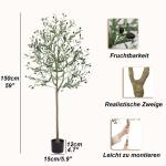 Kunstolijfboom, 150 cm, grote olijfboomplant, nep plastic planten in pot, kunstboom voor woonkamer, slaapkamer, kantoor, decoratie, tuin