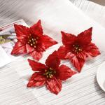 10 Stück Weihnachtsblumen-Weihnachtskränze, Weihnachtsbaum-Party-Dekoration, atemberaubende Blumendekorationen zum Schmücken von Weihnachtsbäumen (rot)