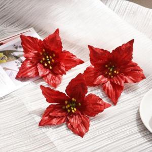 10 Stück Weihnachtsblumen-Weihnachtskränze, Weihnachtsbaum-Party-Dekoration, atemberaubende Blumendekorationen zum Schmücken von Weihnachtsbäumen (rot)