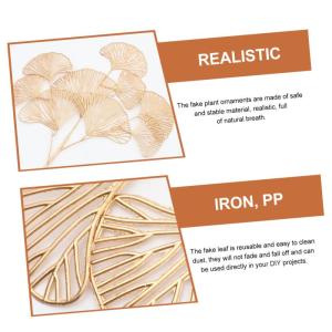 4 stuks gesimuleerde ginkgo biloba eucalyptus stengels namaakplantenornamenten kunstmatige takken kunstmatige eucalyptus stam eucalyptus stengel decor kunsttakken ijzer goud