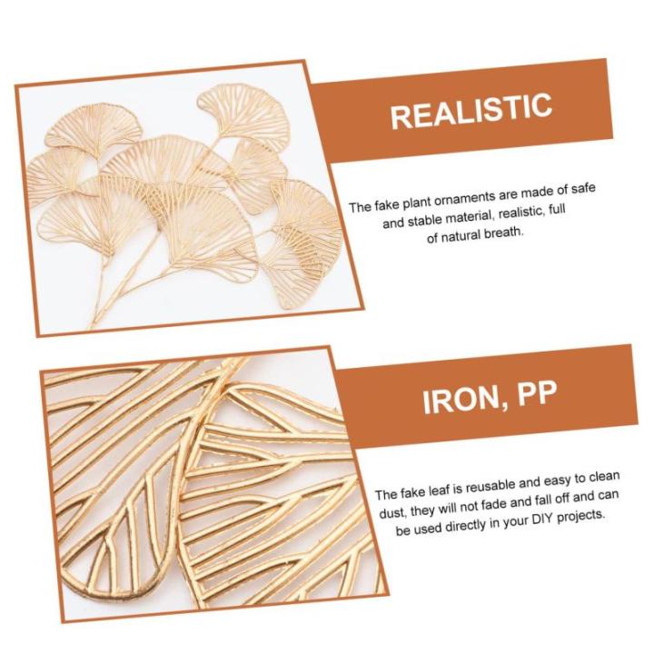 4 stuks gesimuleerde ginkgo biloba eucalyptus stengels namaakplantenornamenten kunstmatige takken kunstmatige eucalyptus stam eucalyptus stengel decor kunsttakken ijzer goud