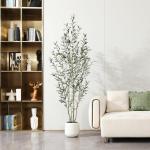 Olijfboom, , 210 cm, kunstplant met levensechte vruchten, kunstolijfboom in witte pot, indoor decoratie (1 stuks)