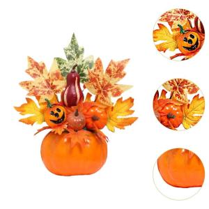 Halloween-Kürbisse, Ahornblätter, Ornament, Herbsternte, Dekor, neuartiges dekoratives Handwerk, Esstisch-Mittelstück für Geschäft und Büro, Style H