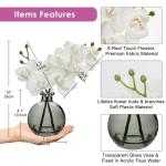 2 stuks witte kunstorchideeën met zwarte glazen vaas, kunstplant decoratie orchideeën kunstbloemen in vaas met Real Touch bloemen, namaak-orchideeën, kunstmatige bonsai voor hot
