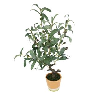 Kunstmatige olijfboom met zwarte vruchten, 57 cm, olijf, mediterrane kunstplant, olijfboom, groene plant, kunstboom, decoratieboom, sierplant, boom, bomen, planten, Toscane, potpla