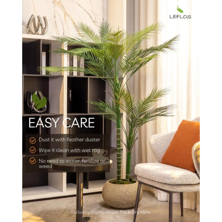 165cm künstliche Phoenix Palme, Areca Palme nur für den Innenbereich mit 2 abnehmbaren Stämmen und 24 verstellbaren Palmenblättern, deko für Büro, Laden, Wohnung und Party