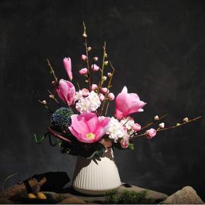 Kunstblumen Europäisches Seidenblumenarrangement in Einer Keramikvase – künstliche Blumendekoration für das Wohnzimmer, künstliches Blumenarrangement für jeden Anlass