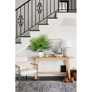 Kunstpalmplanten in potten 38 cm nepplant met 7 realistische bladeren voor huisdecoratie binnen, decoratieve tropische kunstplant voor thuiskantoor, badkamer, keuken, bureau, hoekd