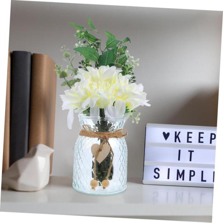 1 Satz Simulierte Vasenornamente Künstliche Blumen mit Vase Dekoration für Zuhause Dekoration für Feiern Hochzeitsdekoration zarte Hochzeitsfeier Blumendekor Seidentuch