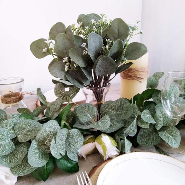 eucalyptus decoratie simulatie groene eucalyptus laat takken zilveren dollar eucalyptus plant bulk voor bruiloft tuin huis kantoor decoratie, 10 stuks