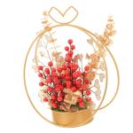 Künstlicher Blumenkorb Rote Beerendekor Zum Mondneujahr Vasendekor Esstischdekoration Gefälschte Pflanzen Künstliche Rote Beeren Paargeschenk Verlobungsornament Eisen