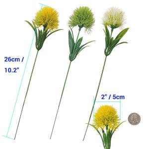 15 stuks kunstmatige paardenbloem, , plantenboeket met 1 vaas, kraftpapieren zak, plastic struikenborstels, plant nepgras voor binnen en buiten (wit, geel, groen)