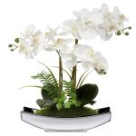 Phalaenopsis Kunstmatige Orchidee in pot, zilverkleurig, 38,1 cm, kunstbloem voor tafelopzetstuk, woonkamer, woondecoratie