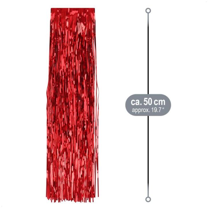 5x Klatergoud voor Kerstmis - Klatergoudkrans in rood - kerstversiering voor de kerstboom - 50 cm (rood - 05 stuks)