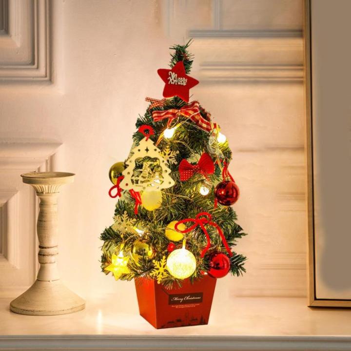 Mini Weihnachtsbaum 50CM Kleiner Weihnachtsbaum mit Beleuchtung, Weihnachten Deko Christbaum mit LED Lichterkette und Weihnachtskugel, Künstliche Weihnachtsbäume Geschmückt für