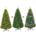 Künstlicher Weihnachtsbaum mit LED Beleuchtung, Tannenbaum Grün aus PVC Nadeln, Christbaum mit Klappbarem Metallständer, Christemas Tree 11 Lichtmodi /5 Farbwechsel (210 cm)
