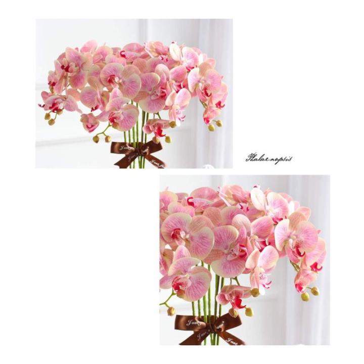 Kunstblumen Künstliche Blume mit goldenem Blumentopf, künstliche Orchideen – 12 Zweige, Elegante künstliche Orchideen, Bonsai-Simulationsblume für jeden Anlass