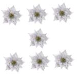 14 STK künstliche Blumen weihnachtsglitzerblumen dekorativ silberner Weihnachtsschmuck Rot Hochzeitsdekoration künstliche blüten Weihnachtsdekorationen dekorative Kunstblumen Sp