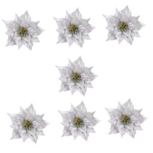 14 STK künstliche Blumen weihnachtsglitzerblumen dekorativ silberner Weihnachtsschmuck Rot Hochzeitsdekoration künstliche blüten Weihnachtsdekorationen dekorative Kunstblumen Sp