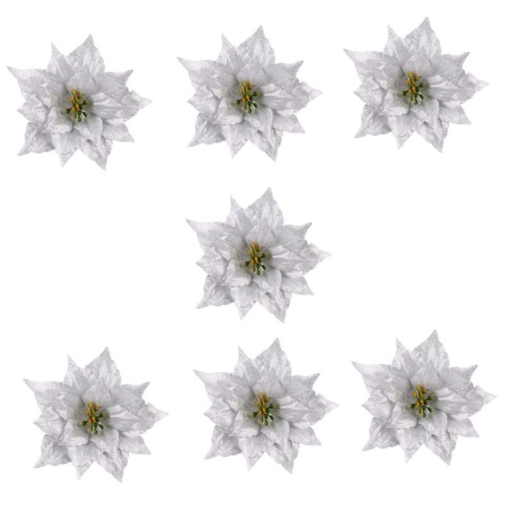 14 STK künstliche Blumen weihnachtsglitzerblumen dekorativ silberner Weihnachtsschmuck Rot Hochzeitsdekoration künstliche blüten Weihnachtsdekorationen dekorative Kunstblumen Sp