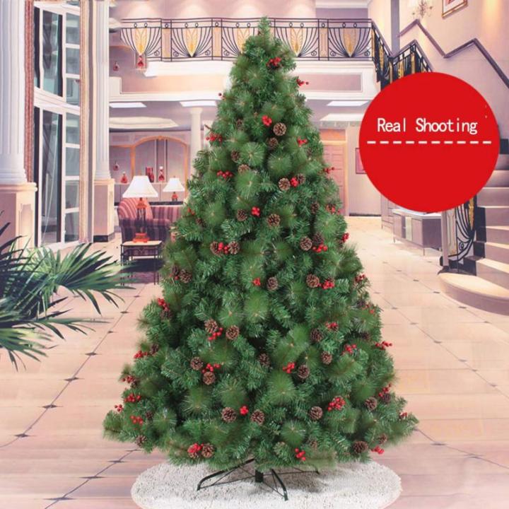 geschmückter künstlicher Weihnachtsbaum, komplett aus tannenholz, mit tannenzapfen aufklappbar, Weihnachtsbaum-metallständer für saisonale Feiertage – grün, 7,8 fuß, das Ne
