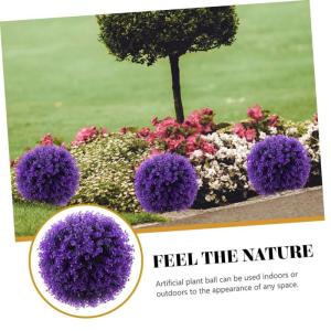 4 Stück Eukalyptus-Grasball künstliche Pflanzen gefälschte Pflanzengrünkugeln grüne Kugeln Dekorative Pflanzenkugel Zimmerpflanzenkugel Partygeschenk Graskugeln Plastik Violet
