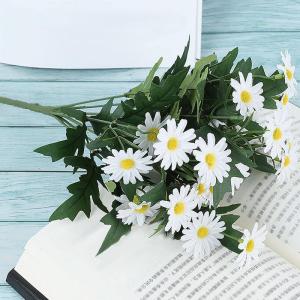 Faux Zijde Madeliefje Wilde Bloemen Groen Heesters Planten, 24 Witte Daisy Nep Bloemen voor Thuis Tafel Veranda Raam Keuken in Vaas Mand of Bloempot