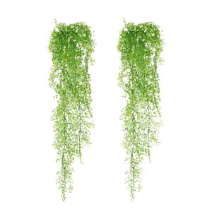2 stuks , hangende hangplanten, kunstklimopslinger voor slaapkamer, keuken, woonkamer, badkamer, balkon, kantoor, vensterbank (wit, 112 cm)