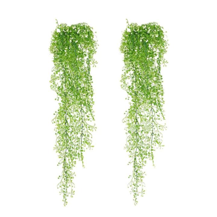 2 stuks , hangende hangplanten, kunstklimopslinger voor slaapkamer, keuken, woonkamer, badkamer, balkon, kantoor, vensterbank (wit, 112 cm)