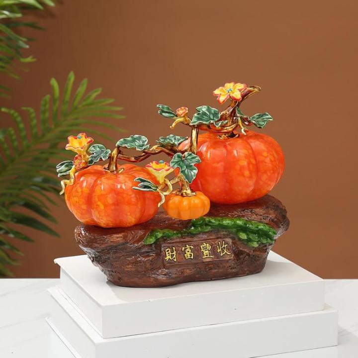 Keramische Jade Pompoen Decoratie, Geglazuurde Jade Pompoen, Handgemaakte Pompoen Ornament, Symbool voor Volheid en Welvaart, Feestelijke Huisdecoratie (Kleur: Rood, Maat: S)
