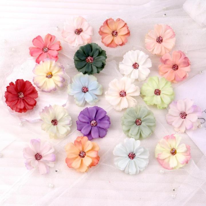 50 stuks bloemen om te knutselen, bloemendecoratie, kleurrijke kunstbloemkoppen, decoratie, zijden bloemen voor knutselen, om te knutselen, klein voor bruiloft,