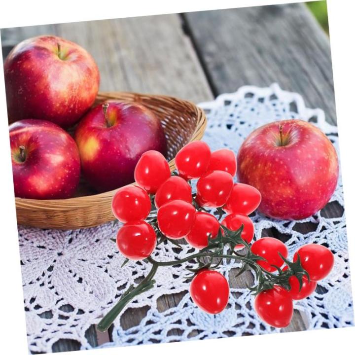 12 STK Simulierte Kirschtomaten Kirschtomatenmodell Gefälschte Kirschtomaten Schmücken Mini-Cherry-Tomaten Simulation Kirschtomaten Zuhause Gefälschte Fruchtstütze PVC Rot