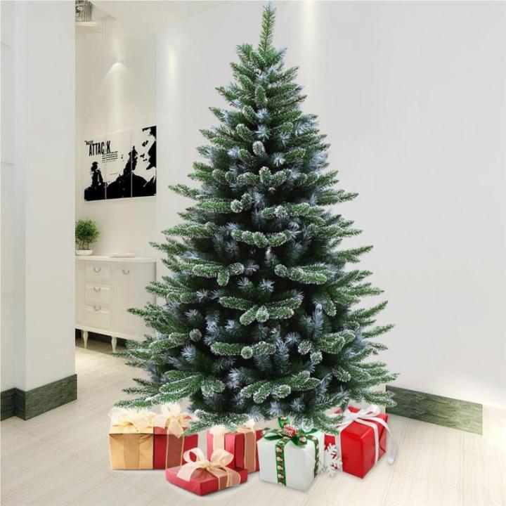 Künstlicher Weihnachtsbaum aus Blauer Fichte mit PE- und PVC-Zweigen for Zuhause, Büro, Urlaub, Innen- und Außendekoration, beflockter voller Baum aus Fichte mit Metallscharnier